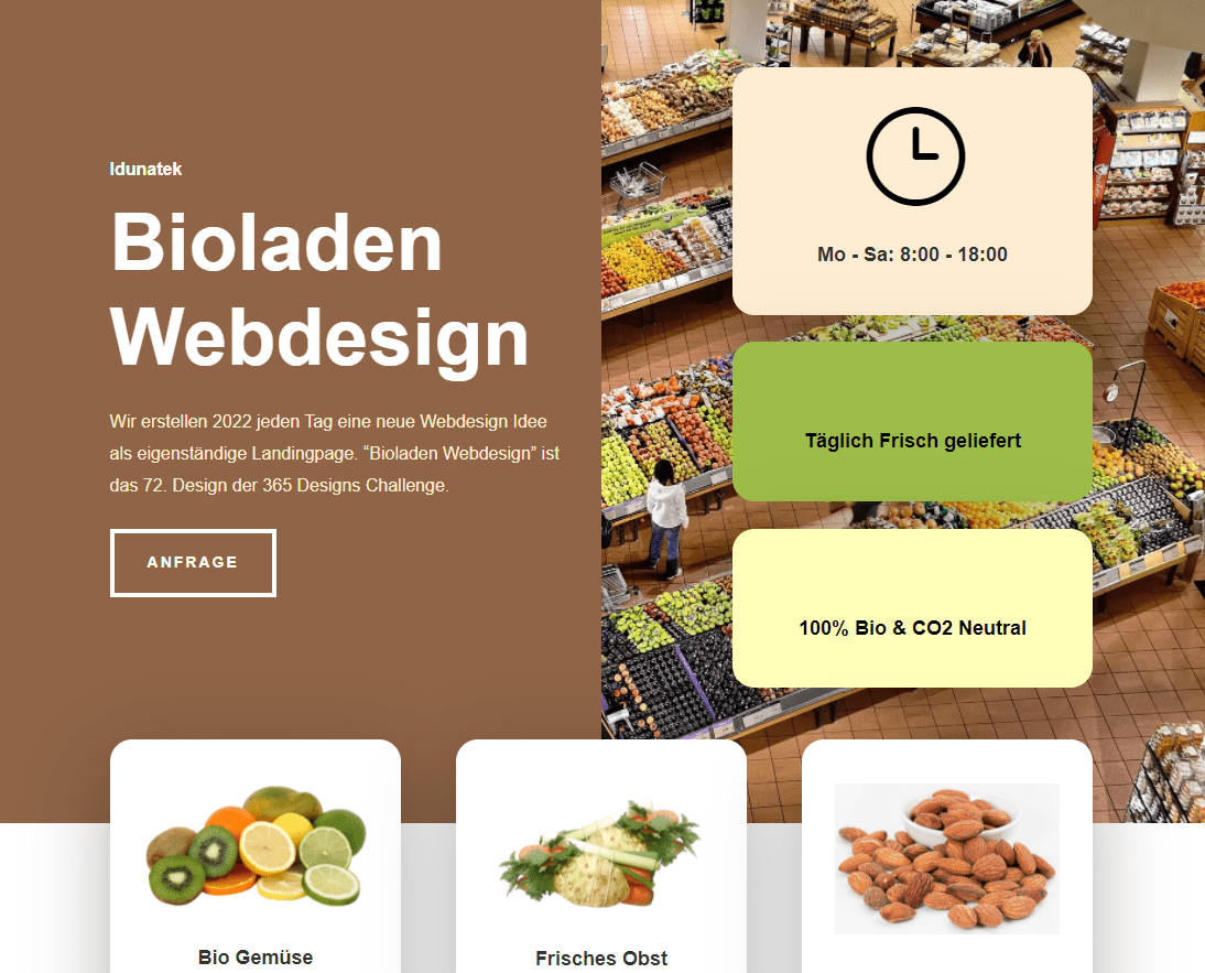 Webdesign für Bioladen, Webseiten für den Einzelhandel